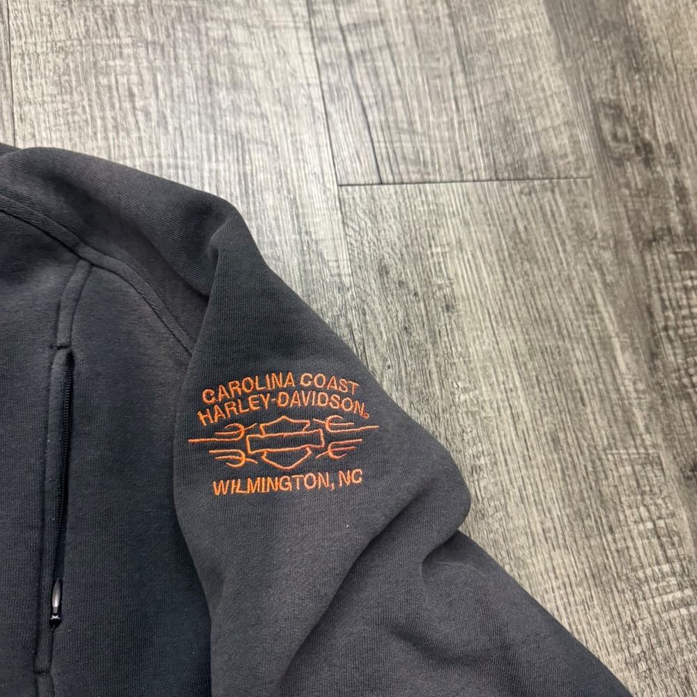 Harley Davidson Sun Faded Black Jacket Grunge Distressed Biker XL - Picture 11 of 11